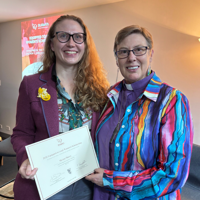Scholarship recipient Kylie, with Bishop Vanessa